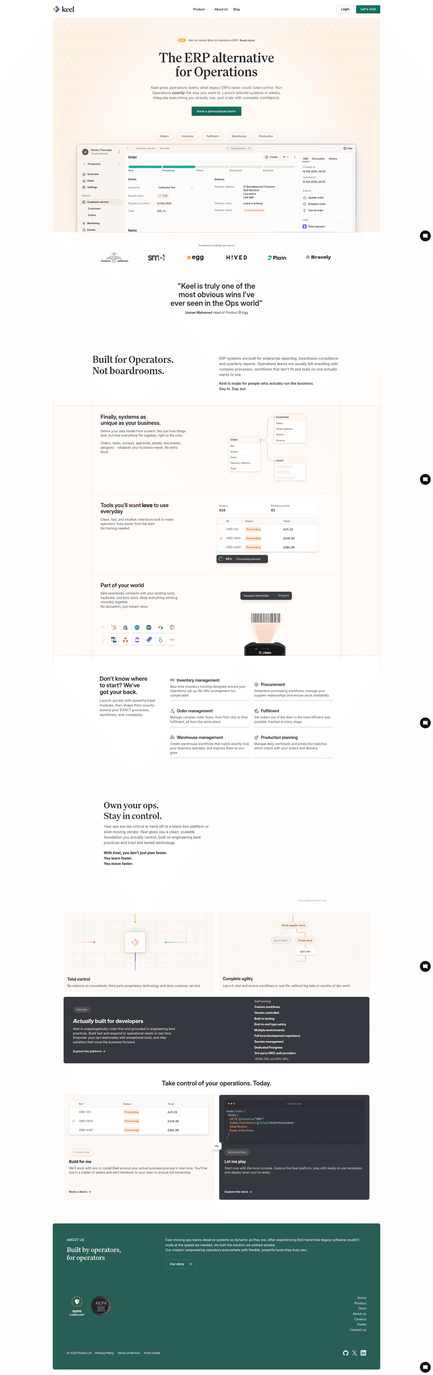 Top ERP landing page example