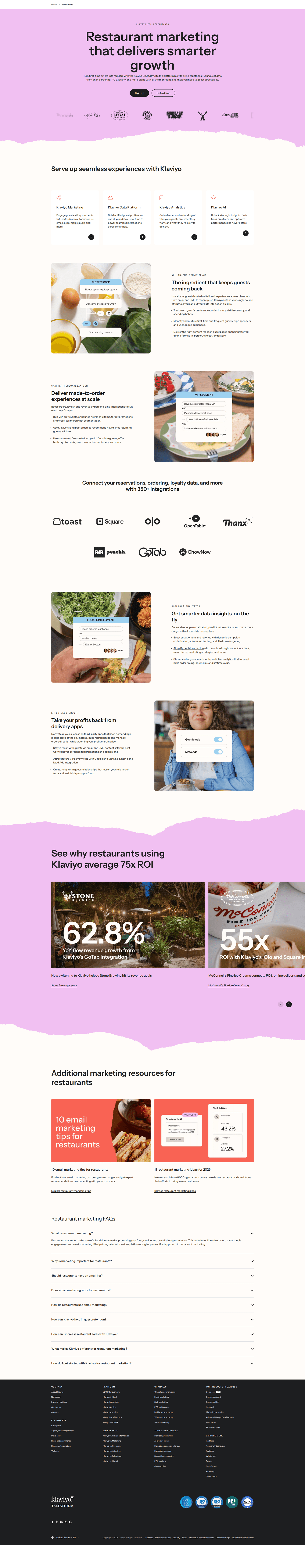 Klaviyo industry page