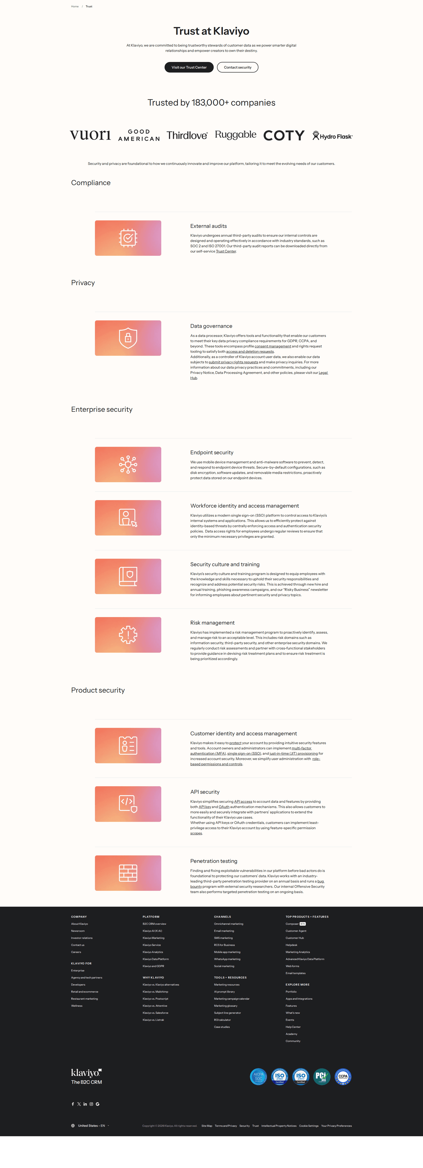 Klaviyo security page