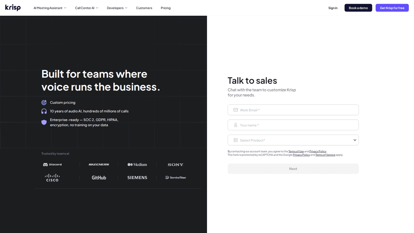 Contact page example