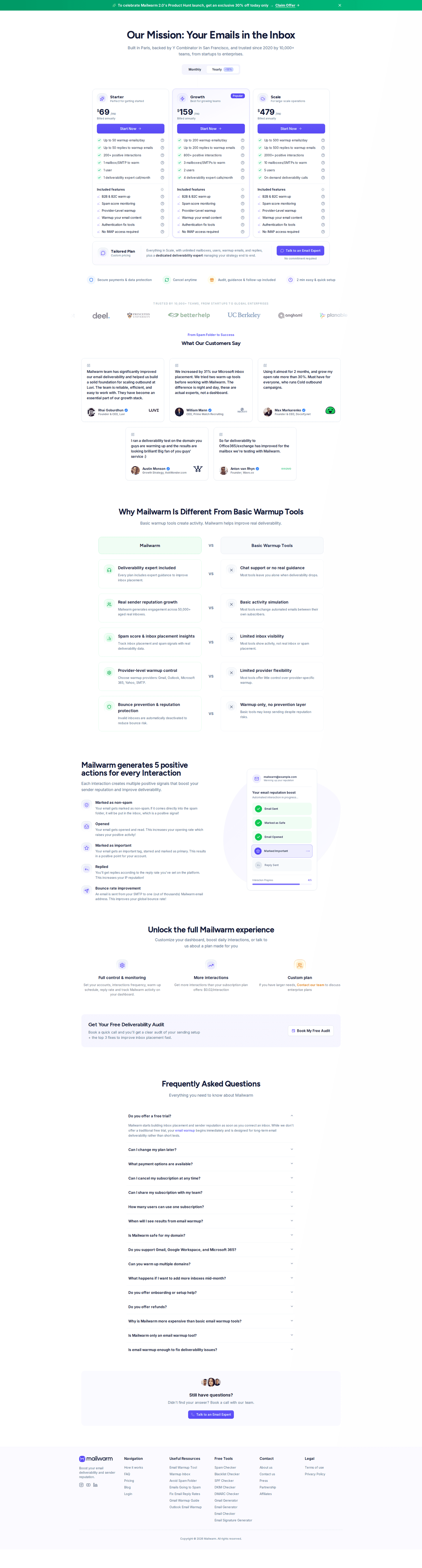 Mailwarm homepage