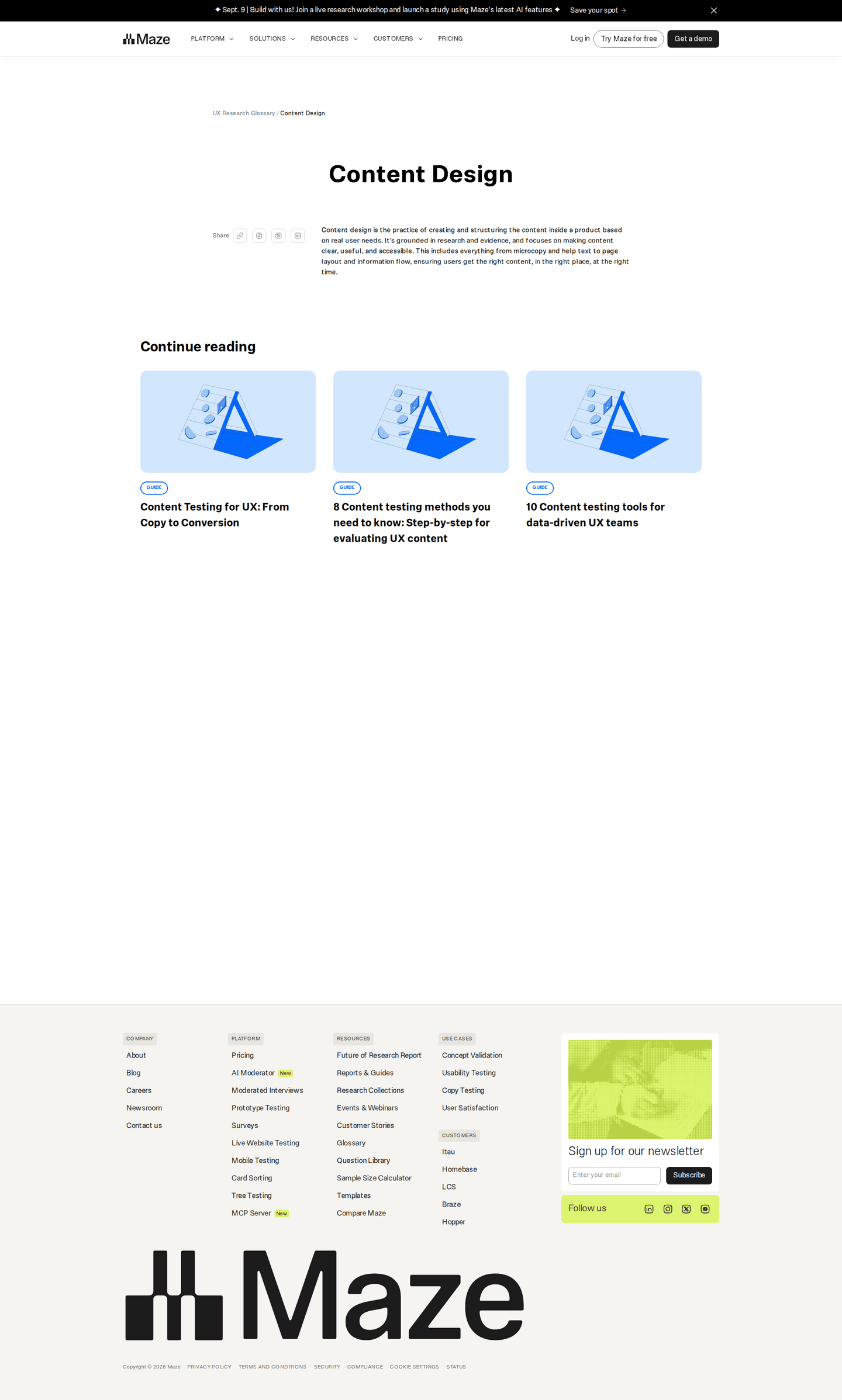 Maze SEO landing page