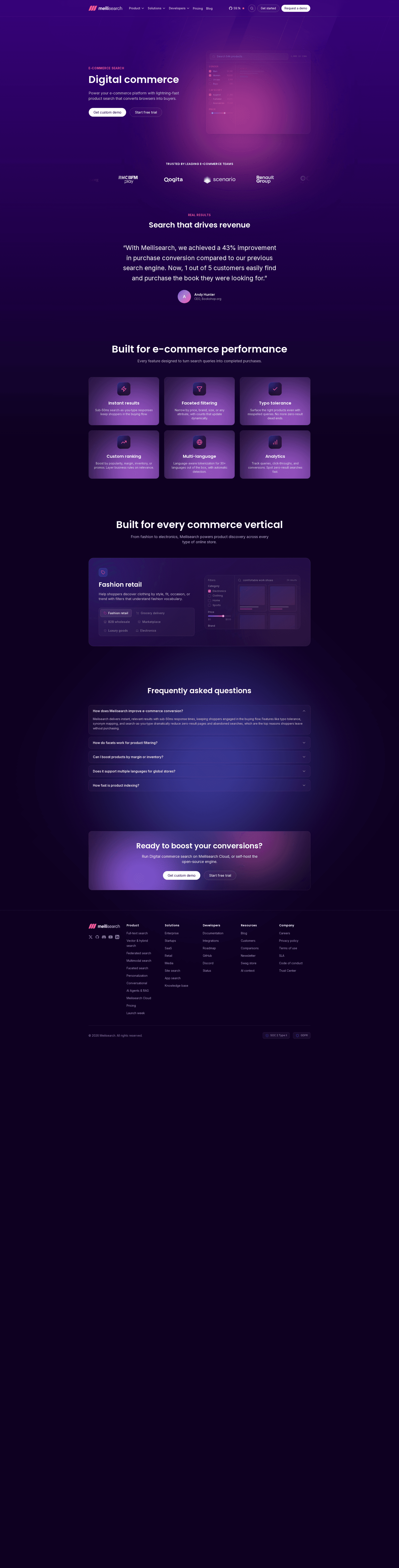 Meilisearch homepage