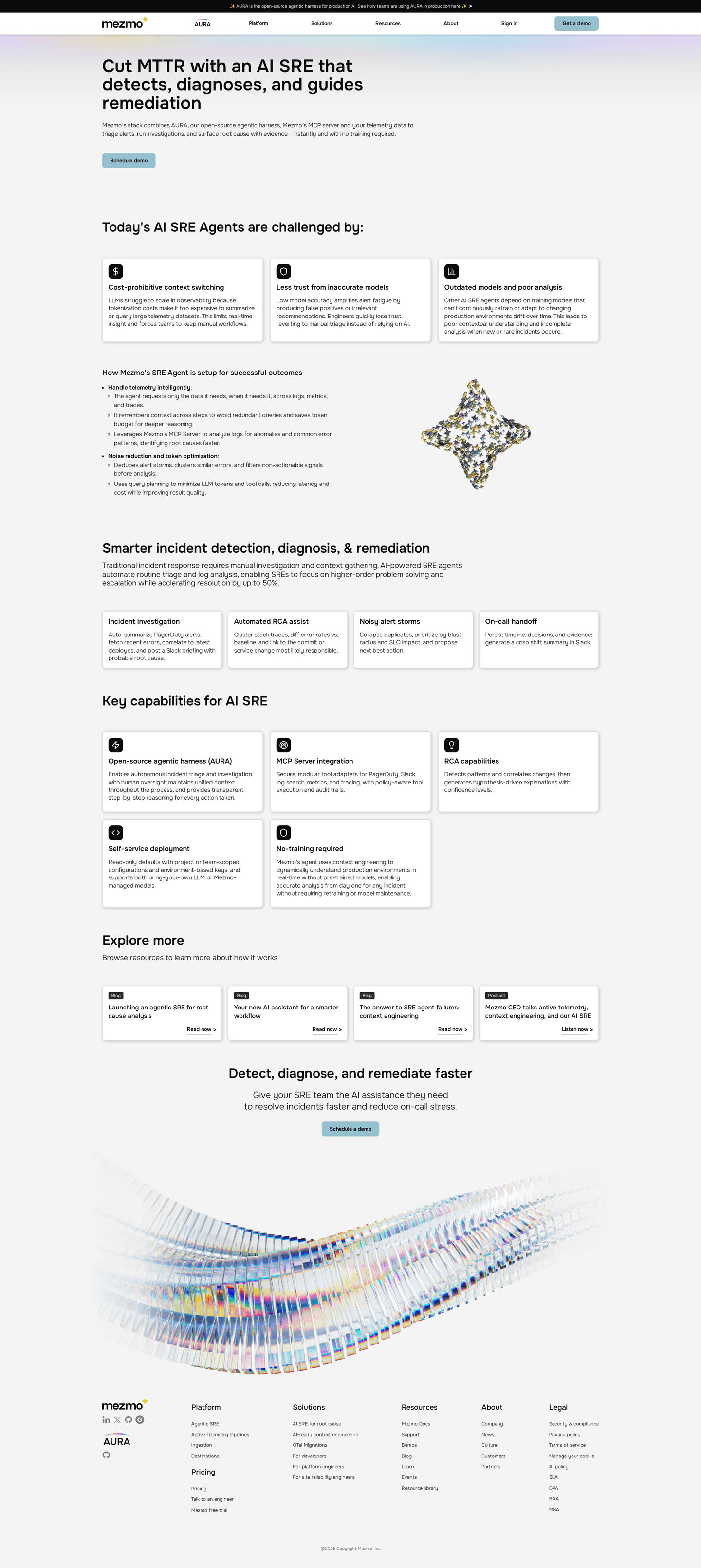 Mezmo AI agent page