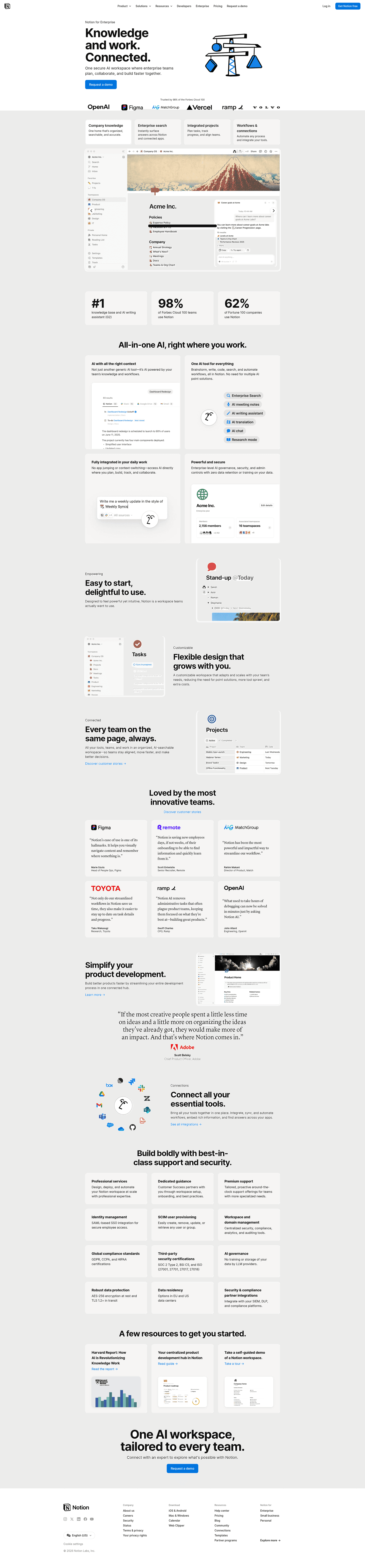 Notion enterprise page