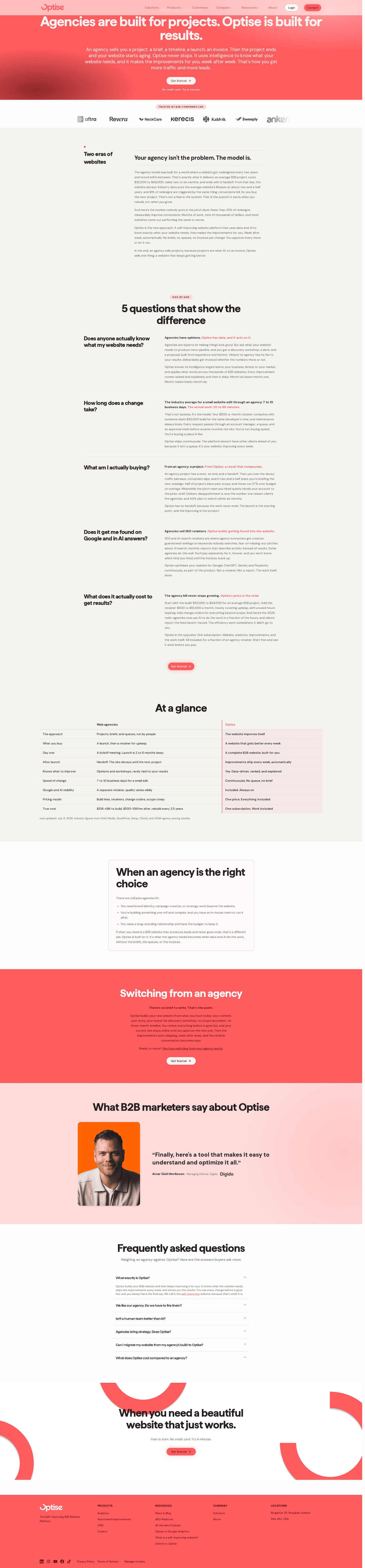 Optise homepage
