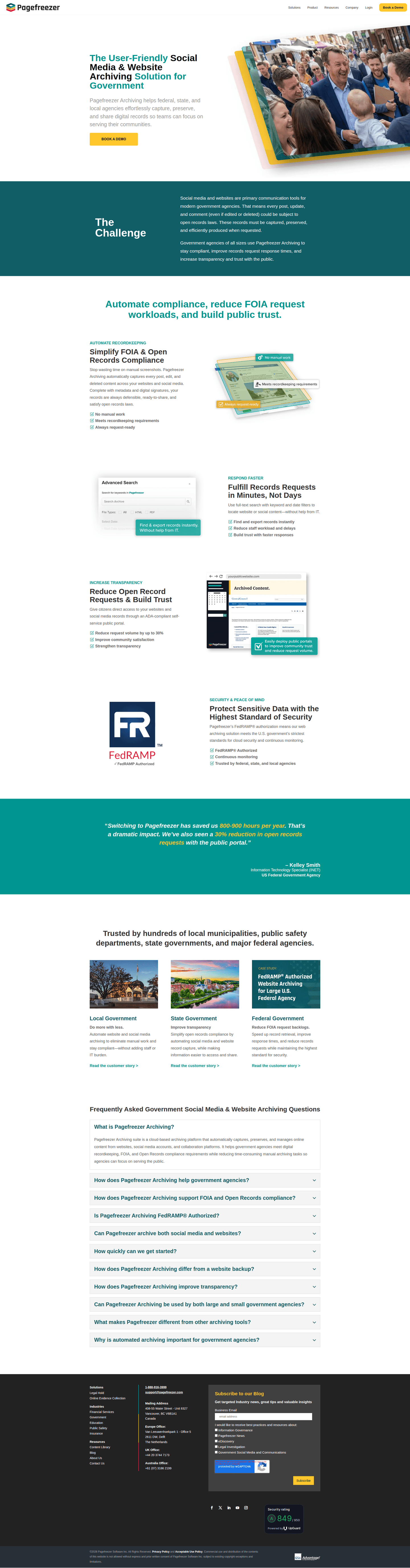Pagefreezer industry page