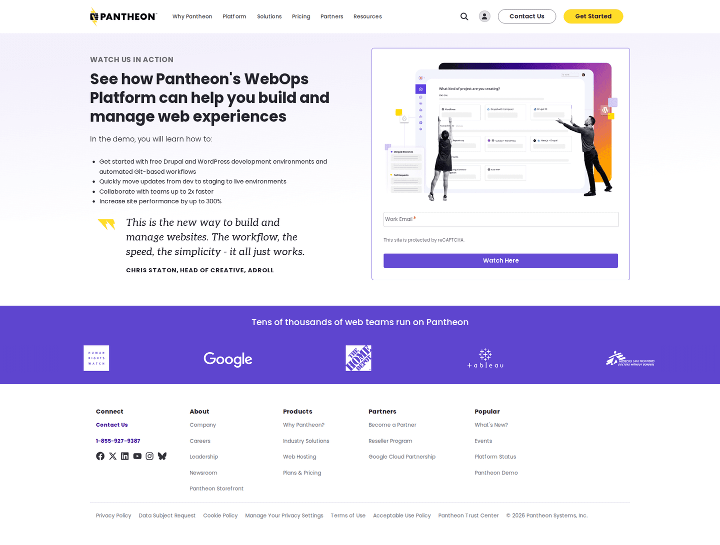 Pantheon homepage
