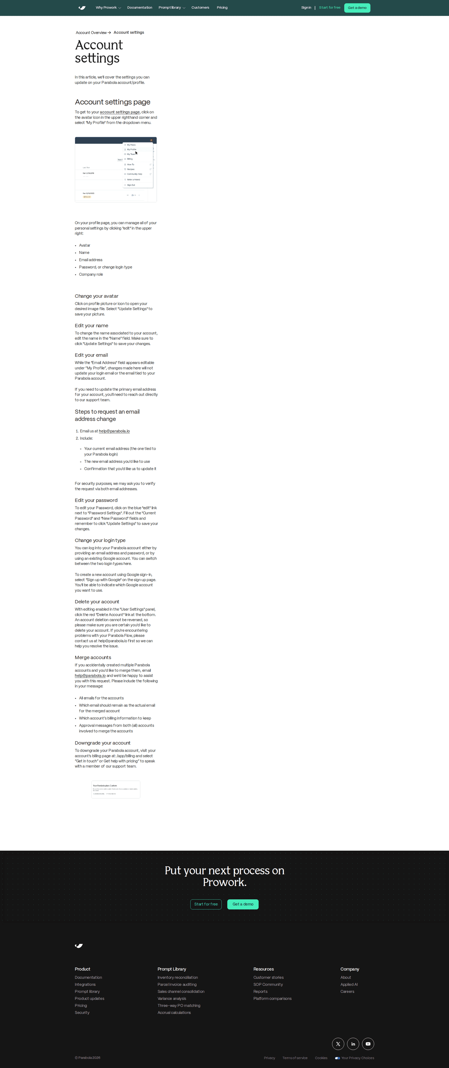 Parabola SEO landing page