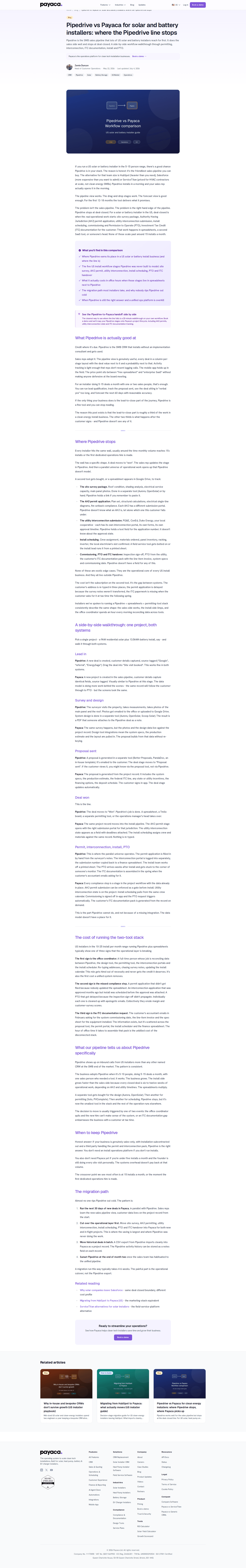 Payaca blog page