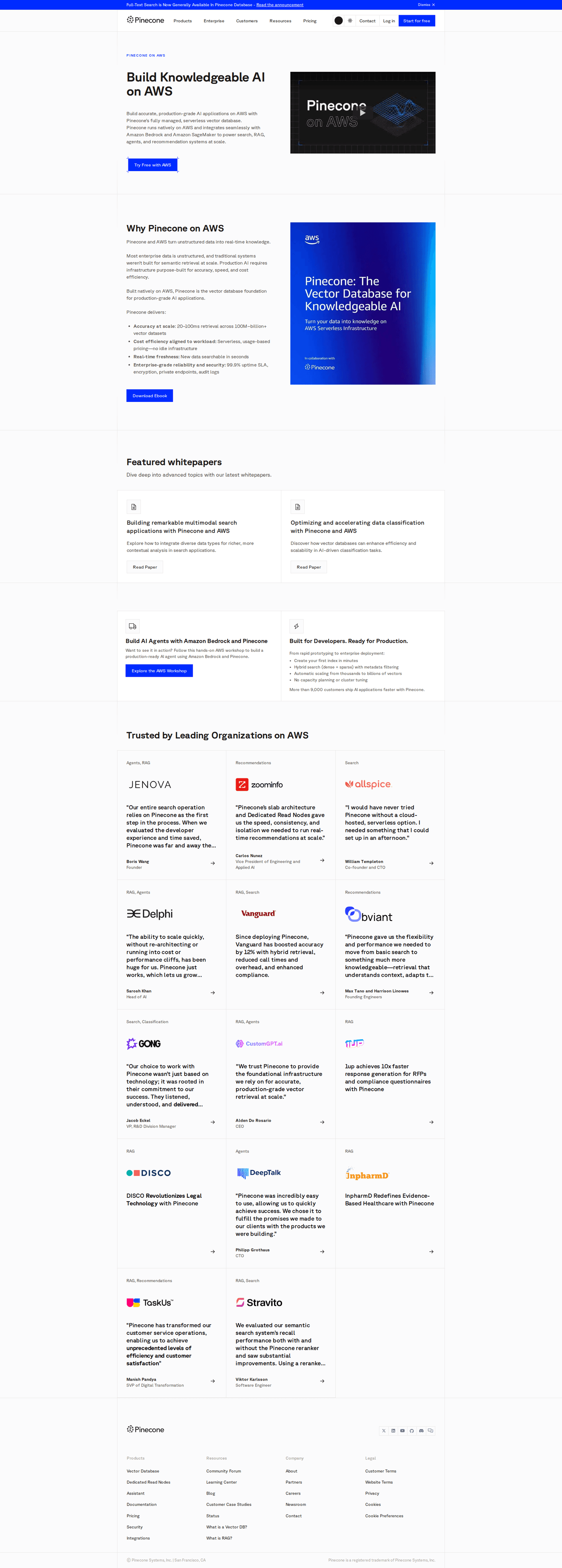 Pinecone partner page