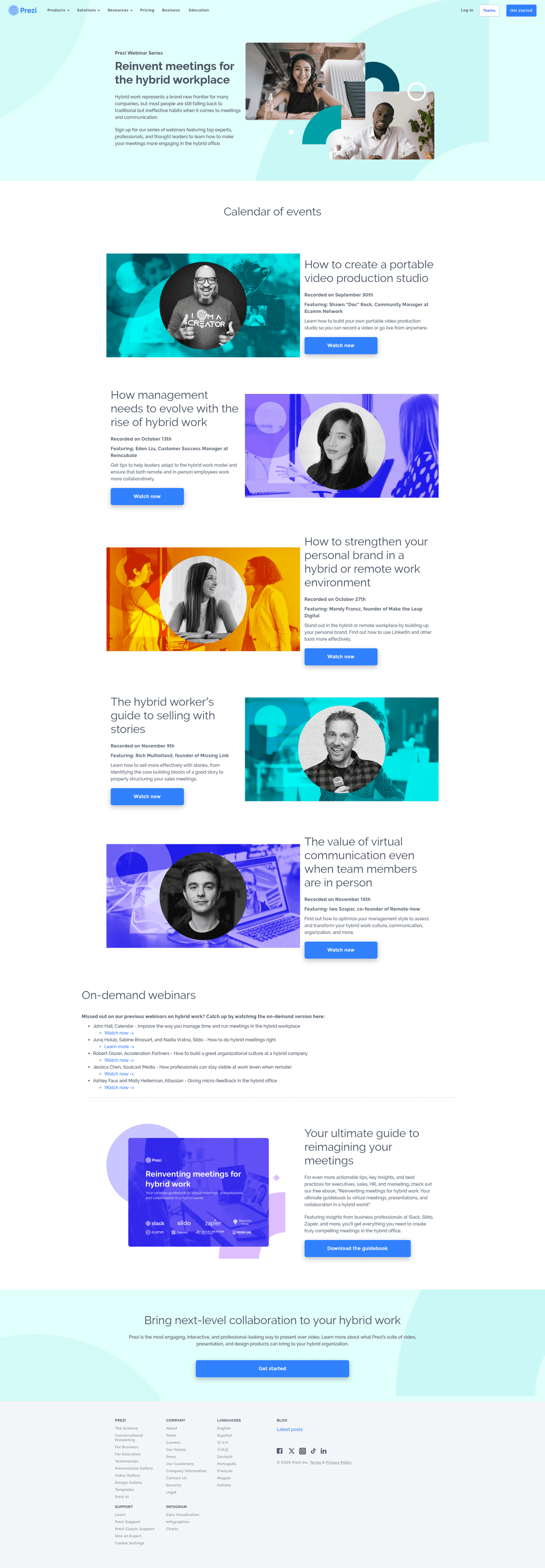 Prezi webinar page