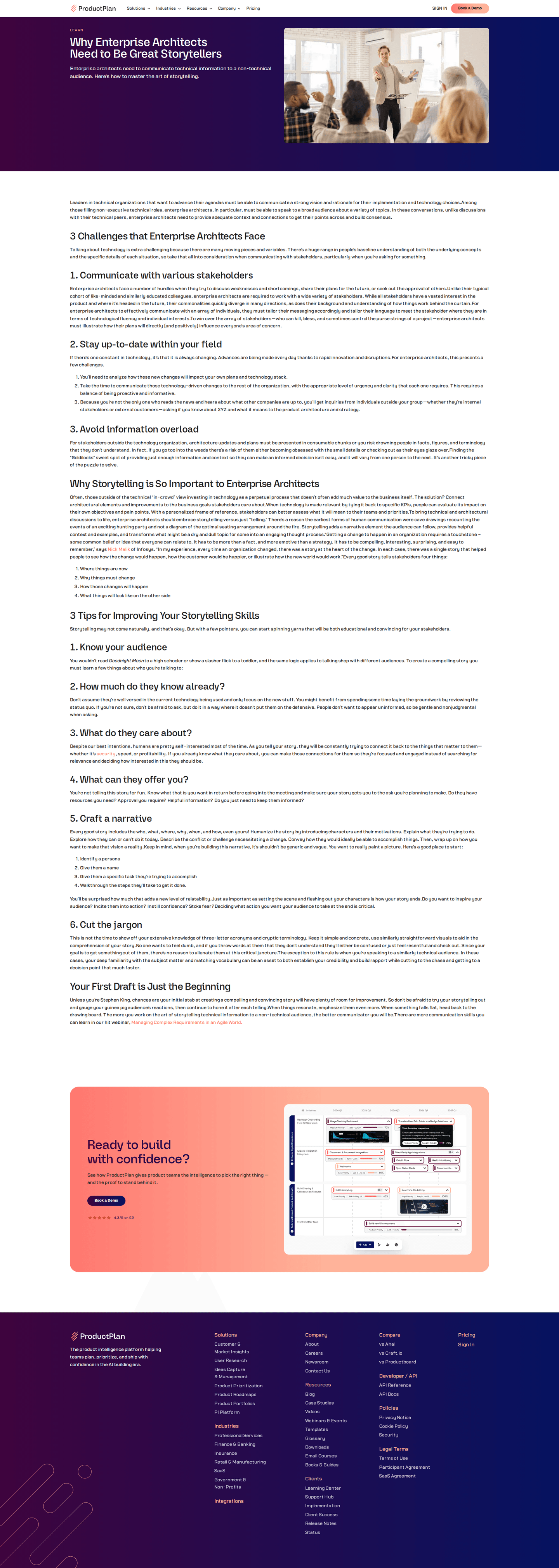 Productplan SEO landing page
