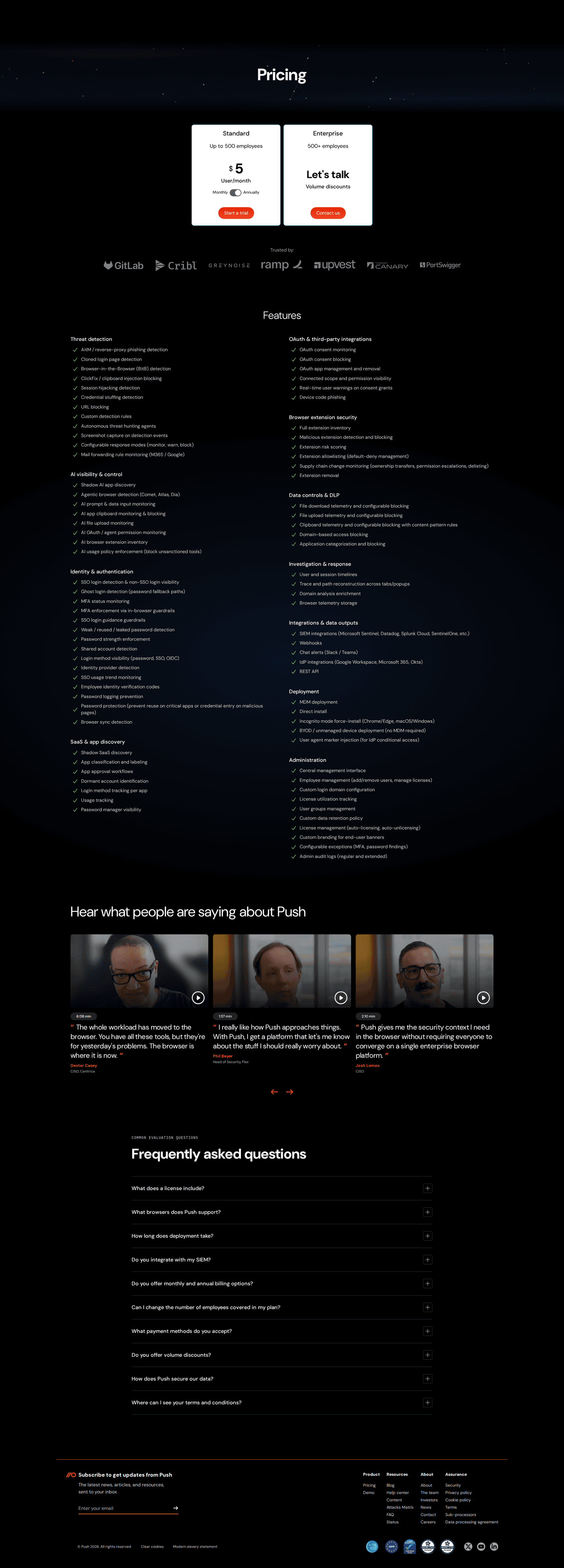 Pushsecurity homepage