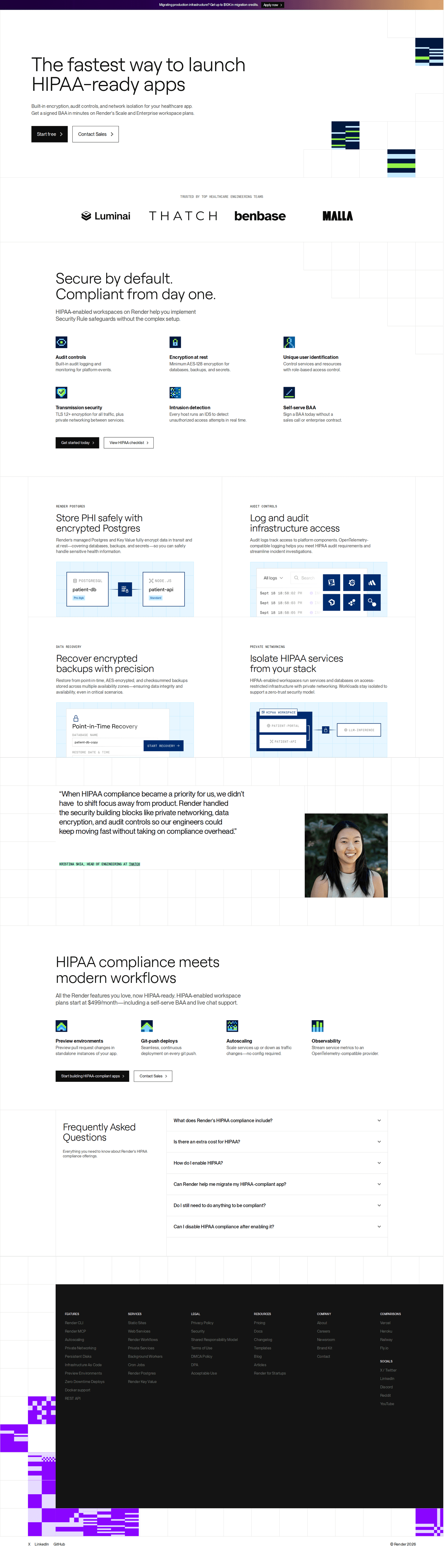 Render feature page