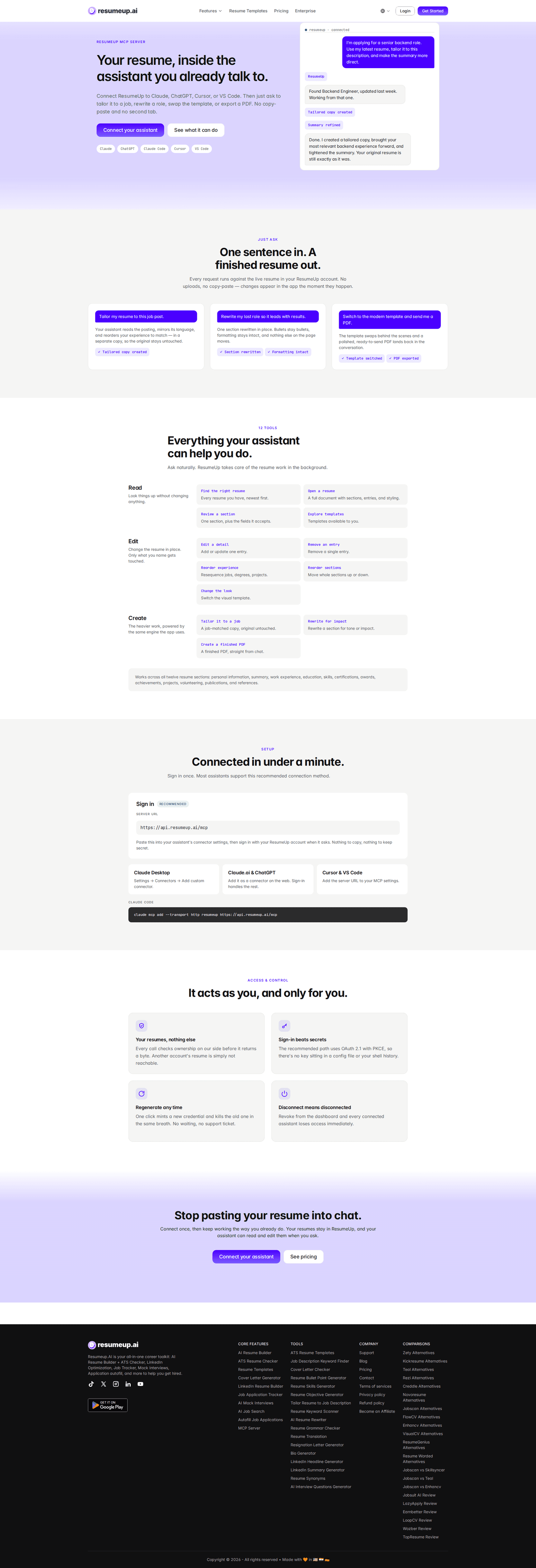 ResumeUp AI product page