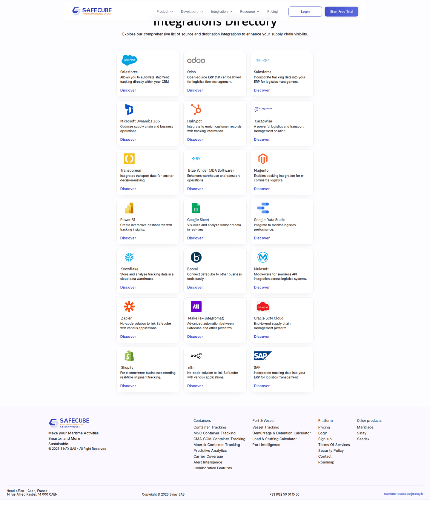Safecube integrations page