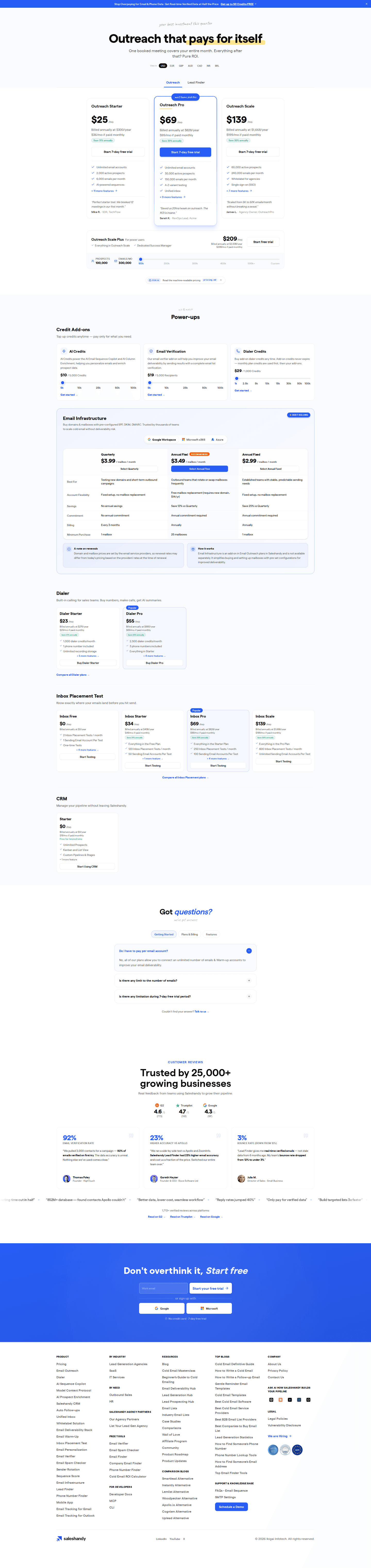 Saleshandy homepage