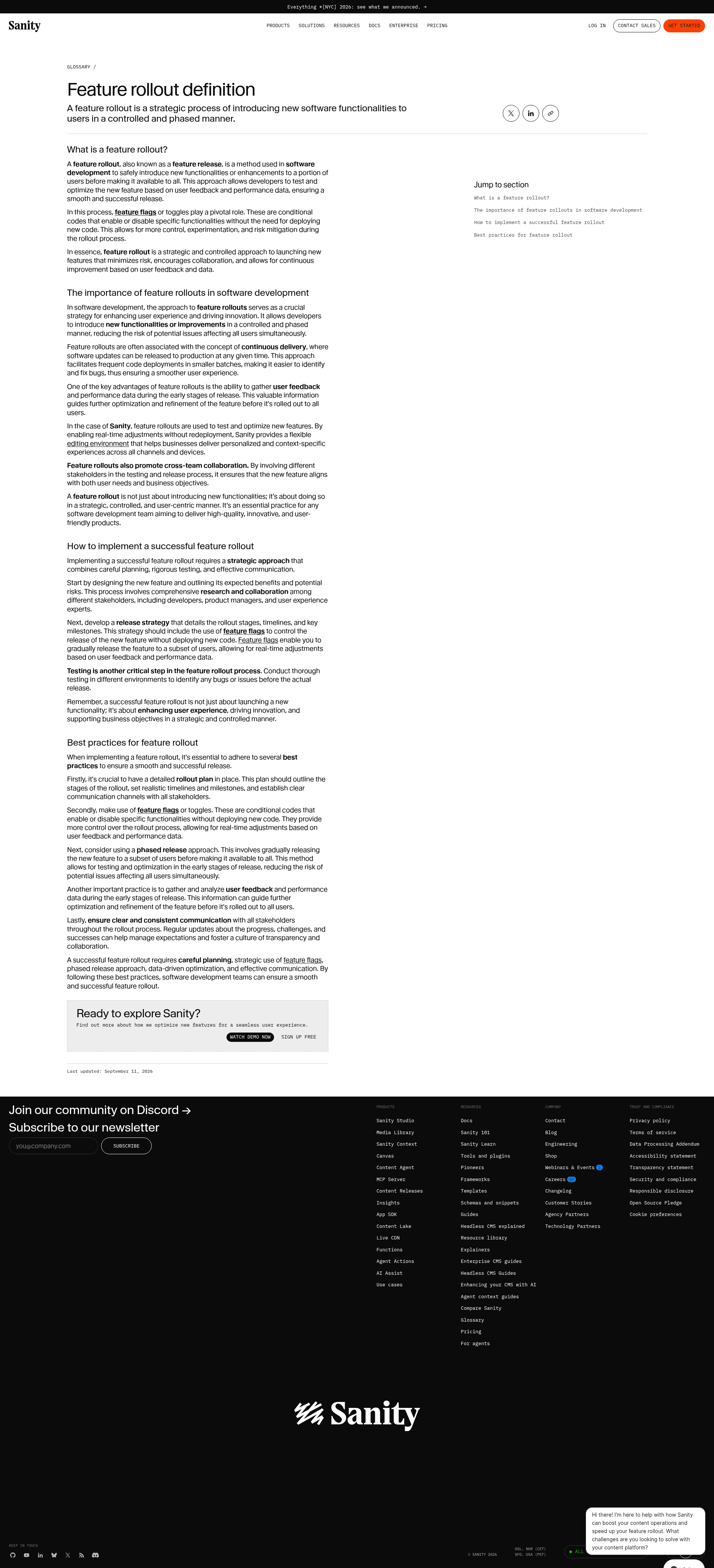 Sanity glossary page