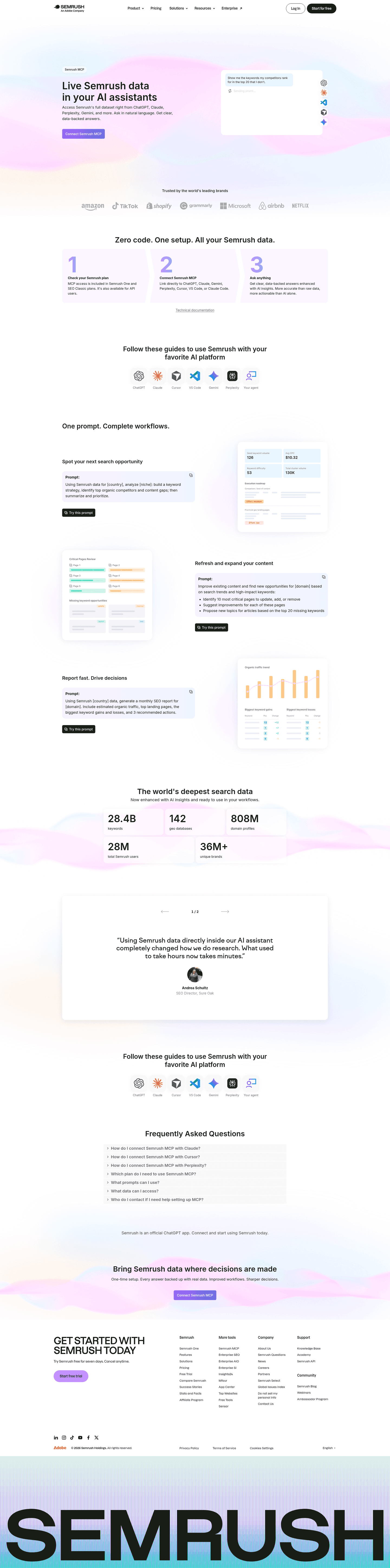 SEMrush AI product page