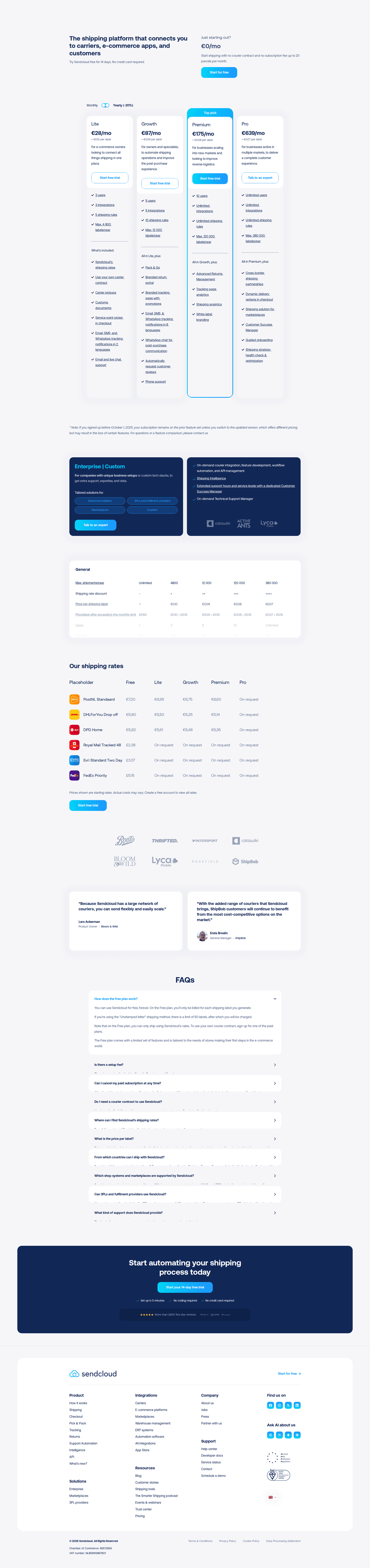 Sendcloud homepage