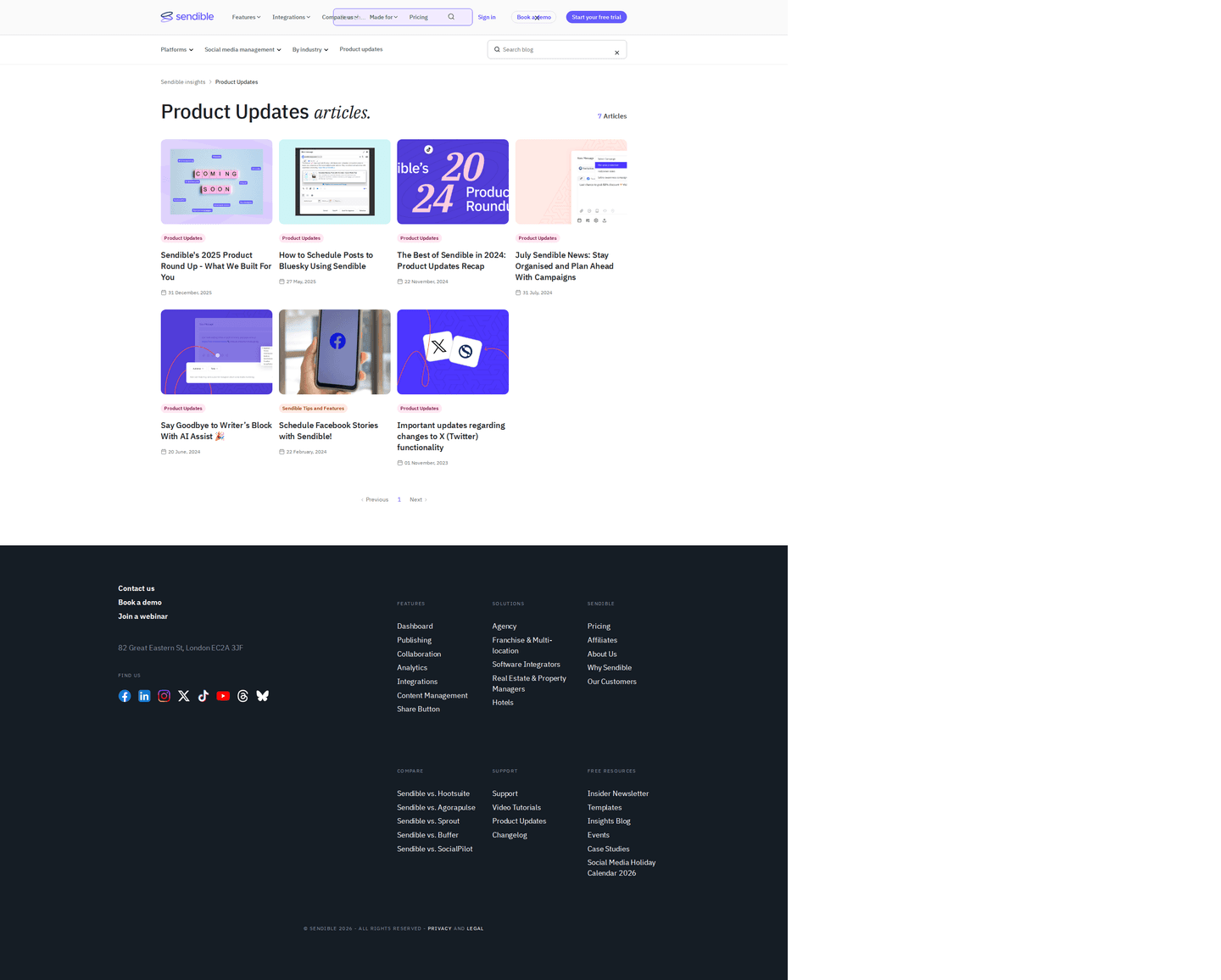 Sendible blog page