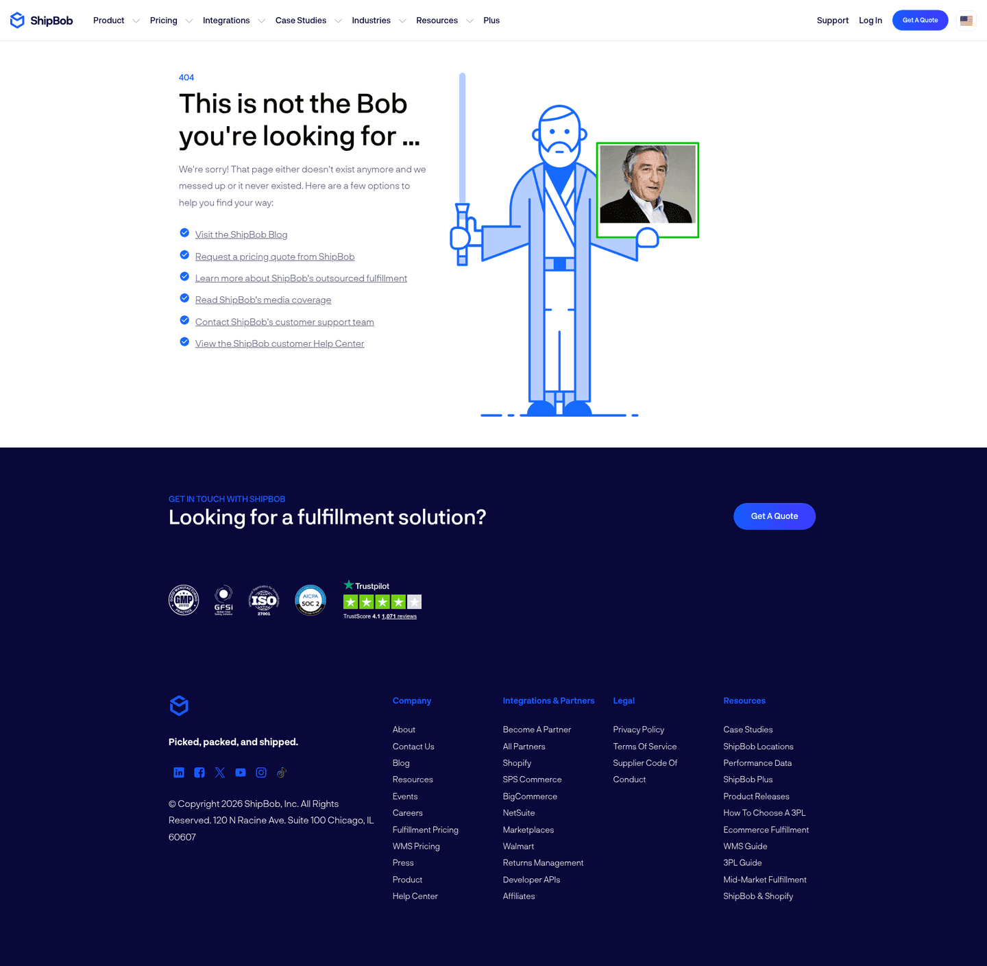 ShipBob 404 page