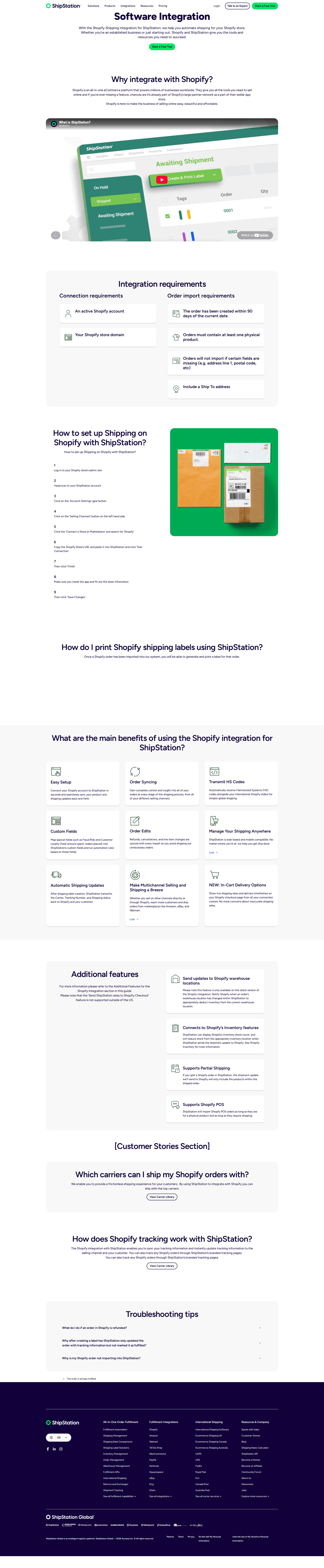 Shipstation integrations page