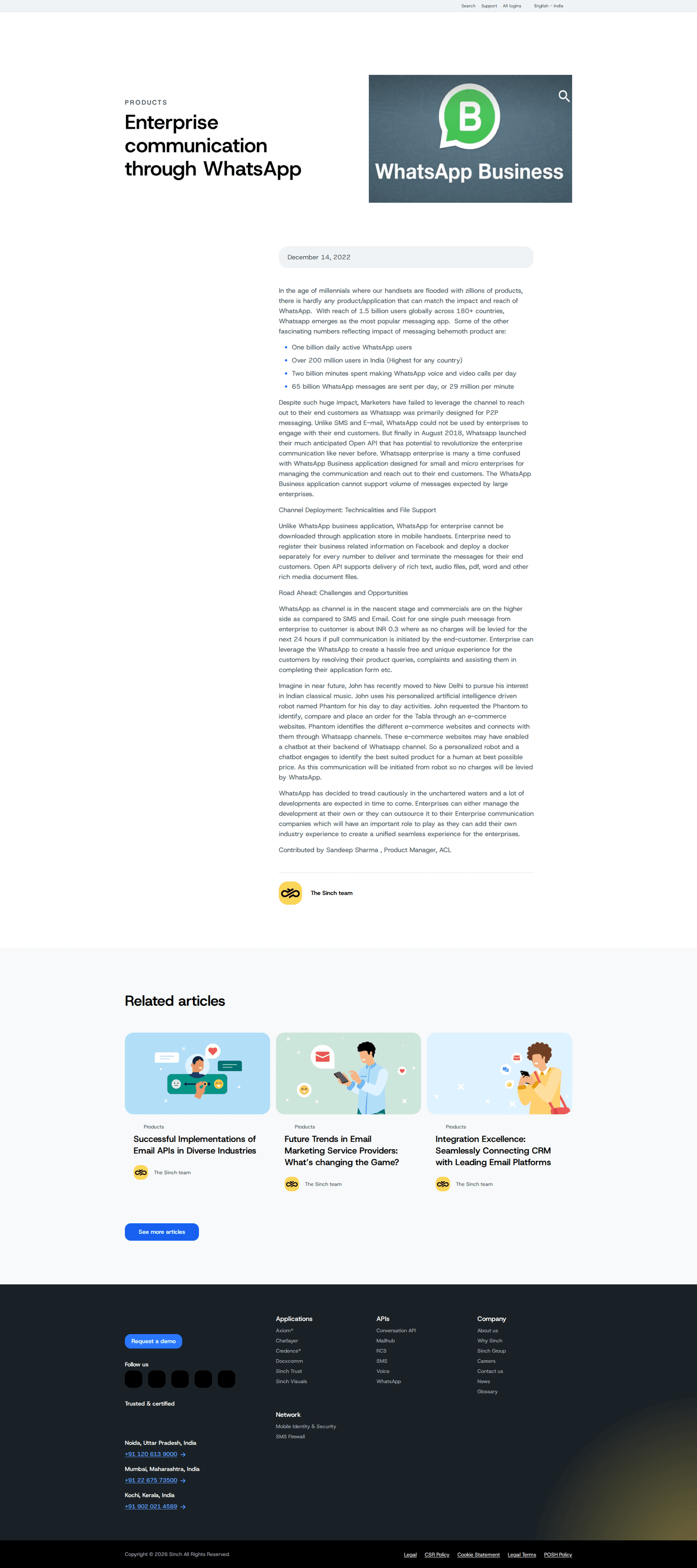 Sinch blog page