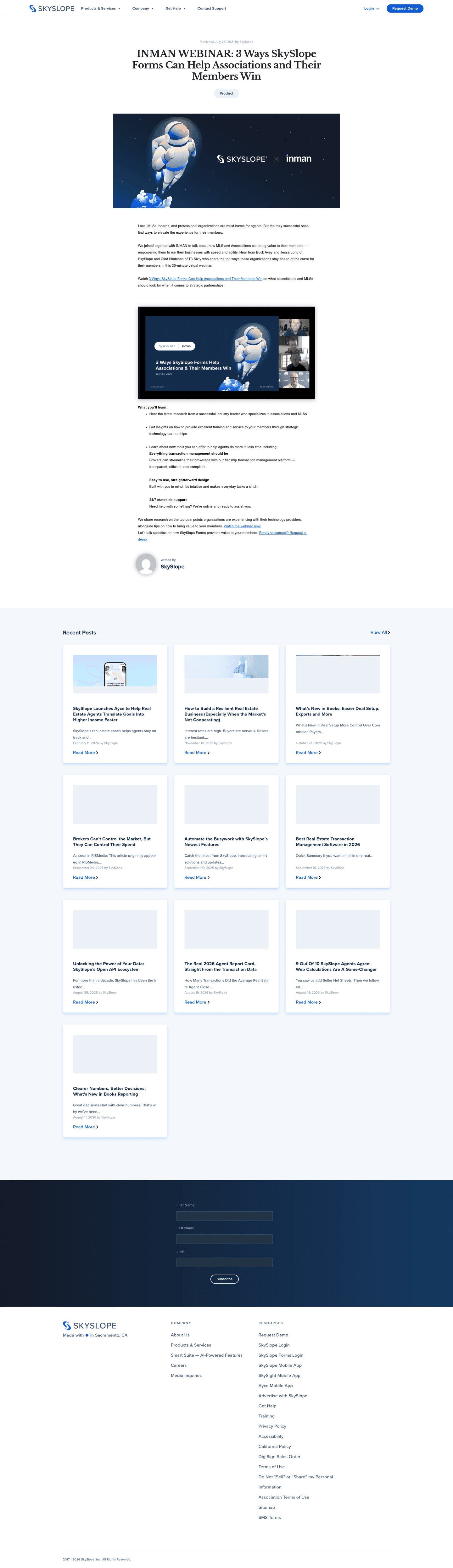 SkySlope webinar page