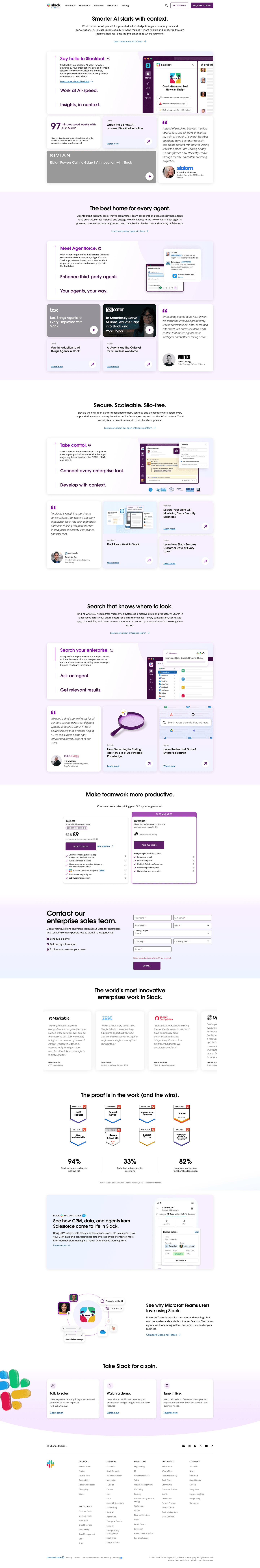 Slack enterprise page