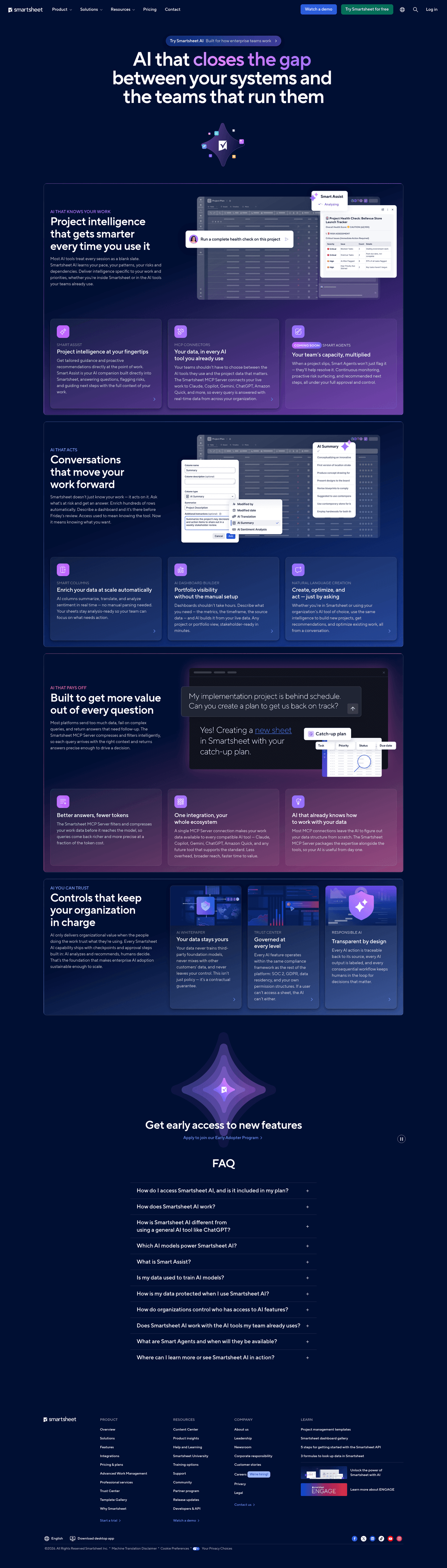 Smartsheet AI product page