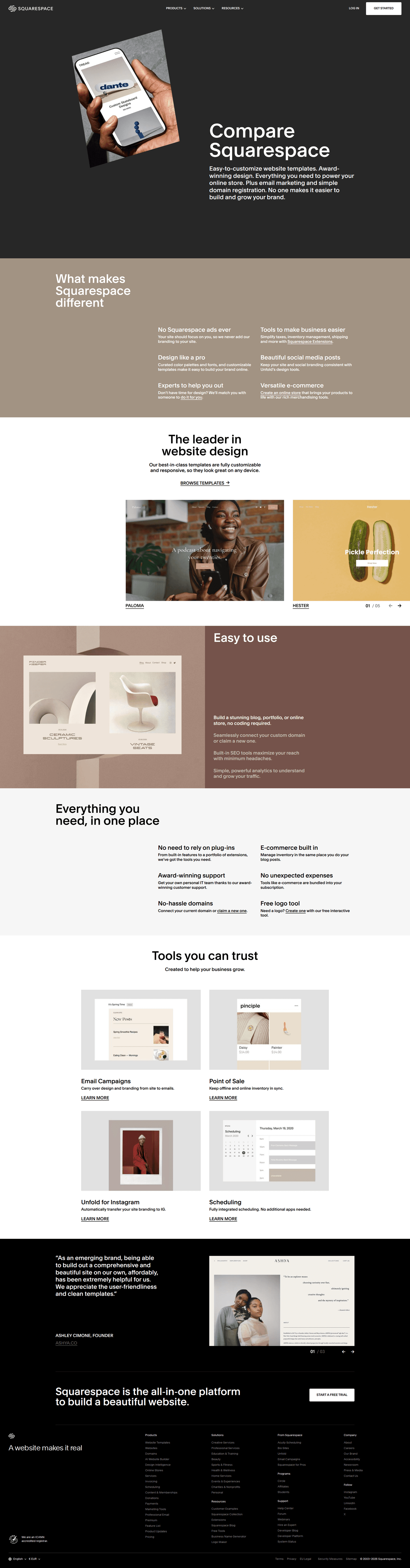 Squarespace why us page