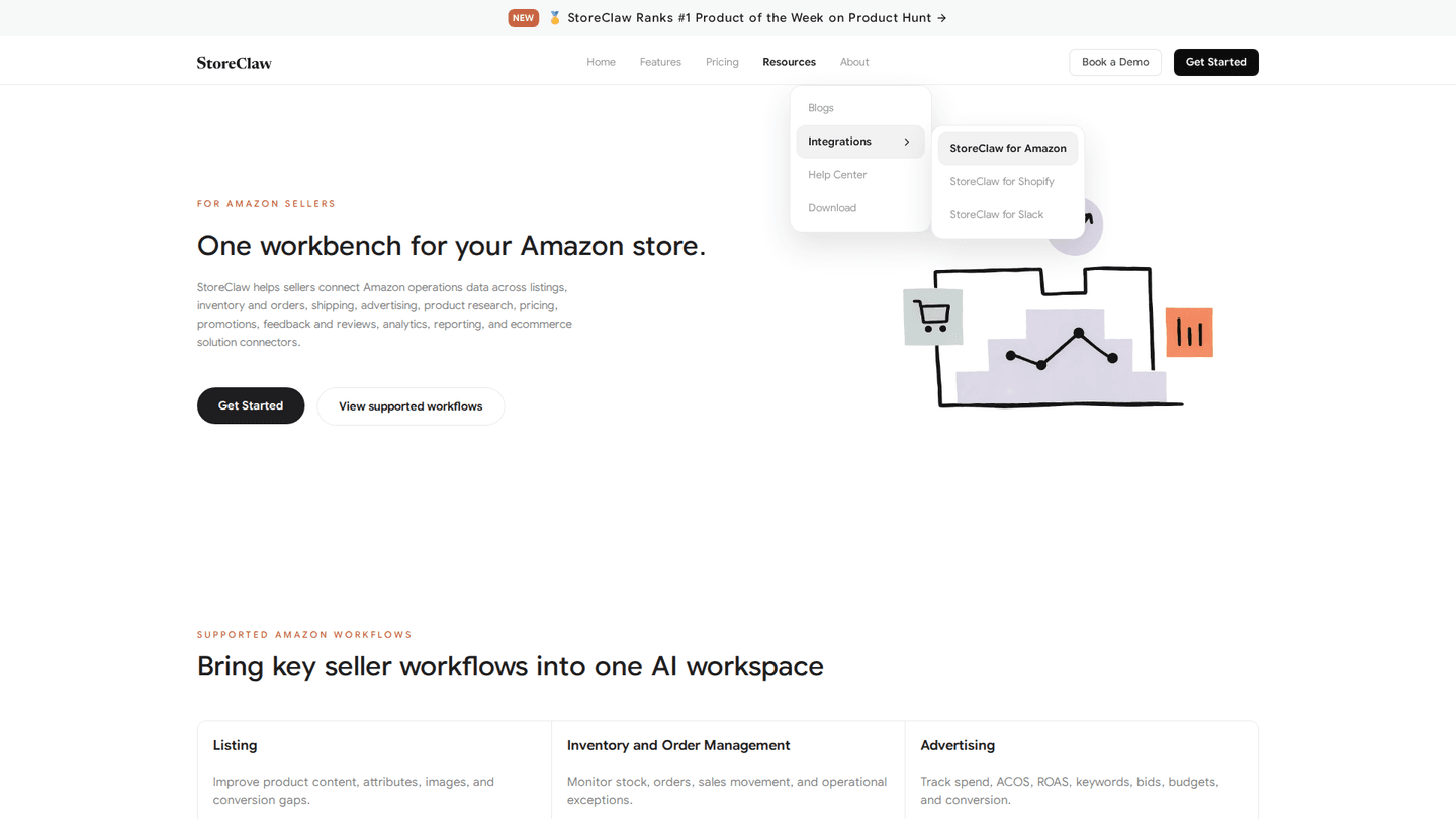 StoreClaw integrations page