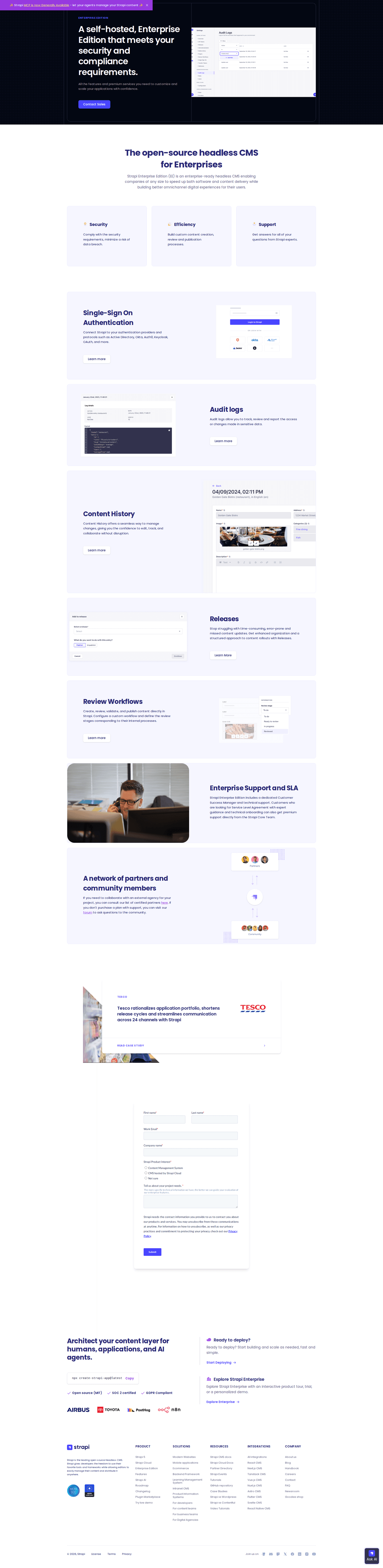 Strapi enterprise page