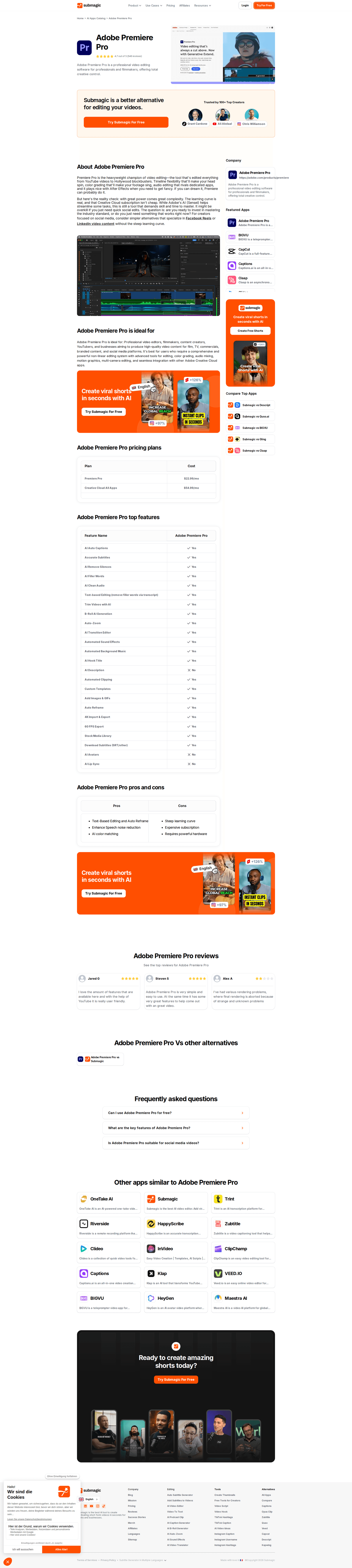 Submagic SEO landing page