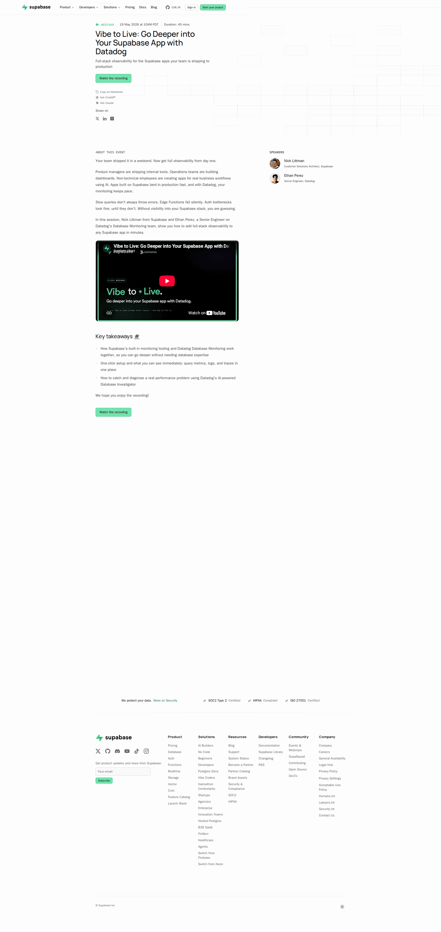 Supabase homepage