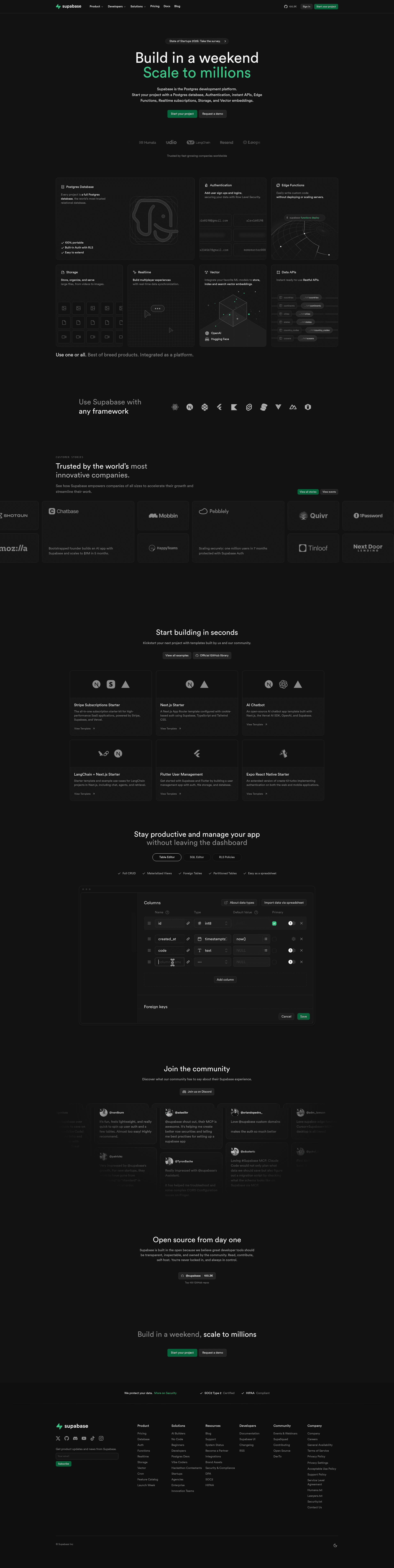 Supabase homepage