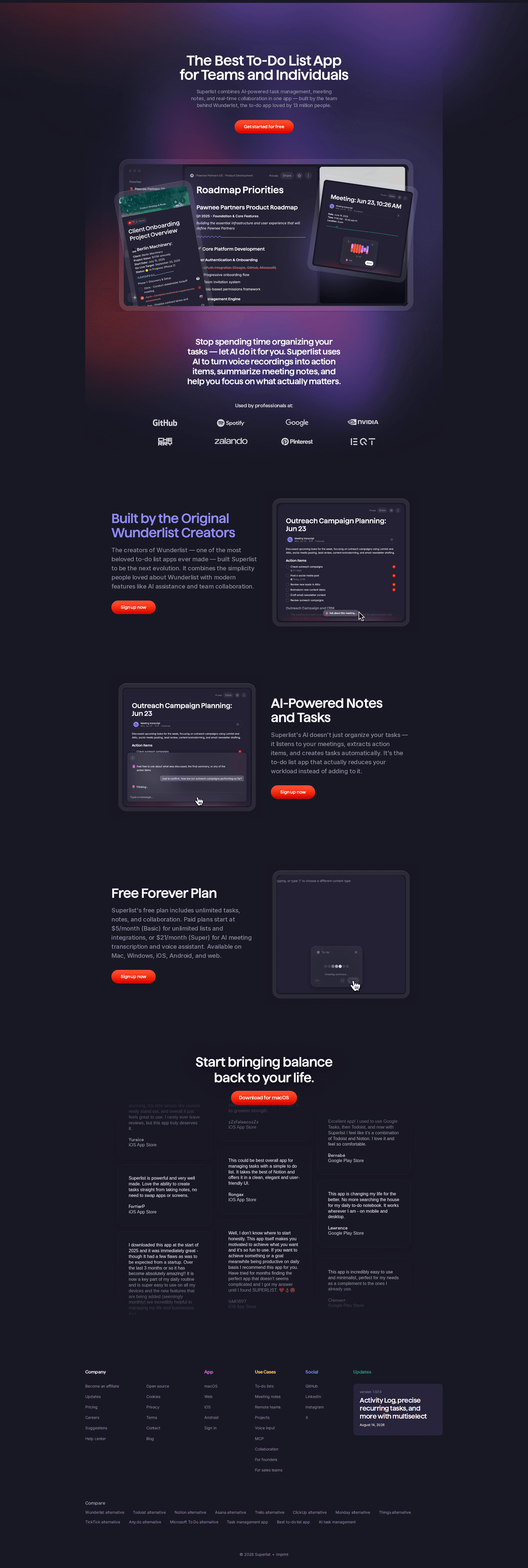 Superlist PPC landing page