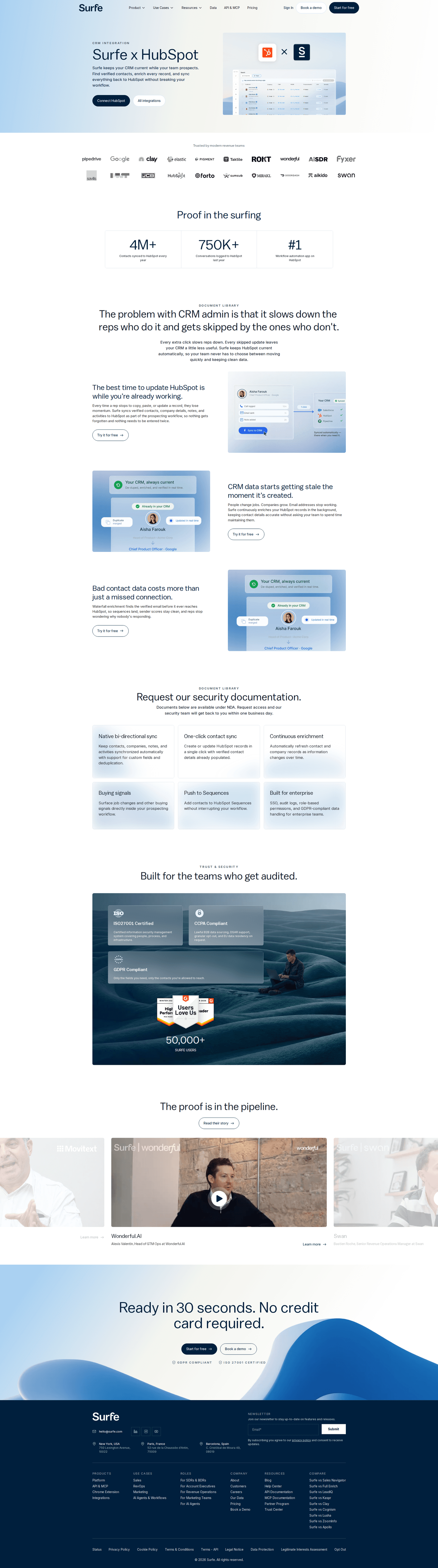 Surfe integration page