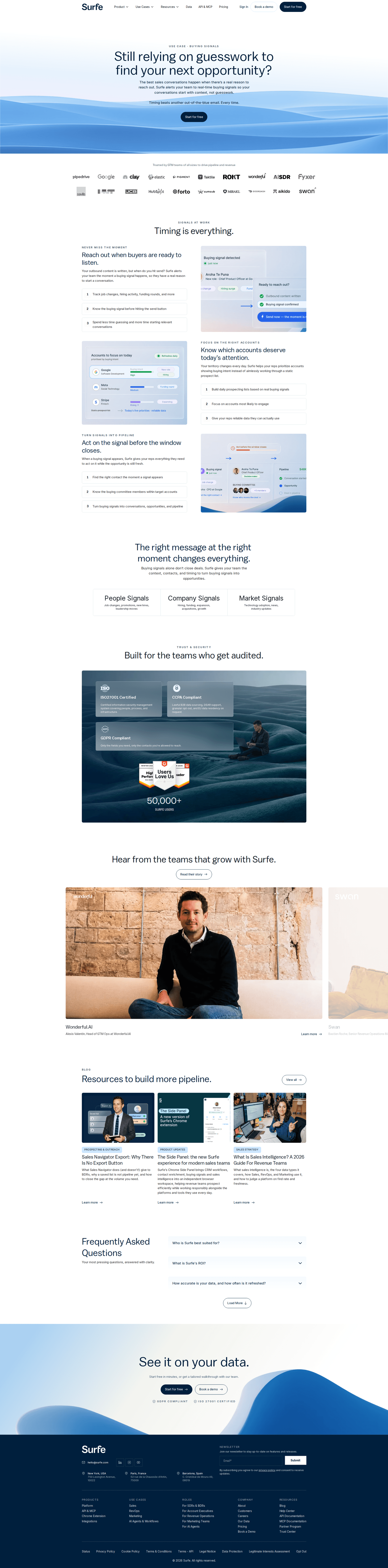 Surfe homepage