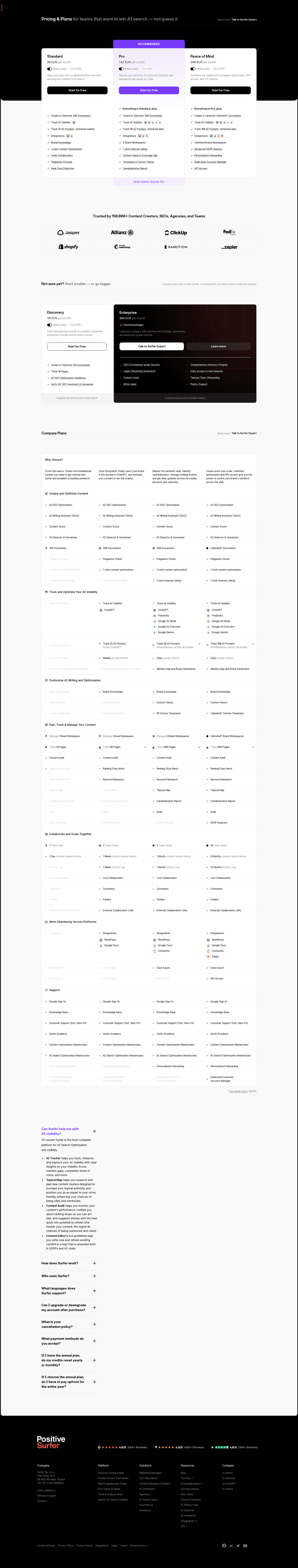 Surfer SEO homepage