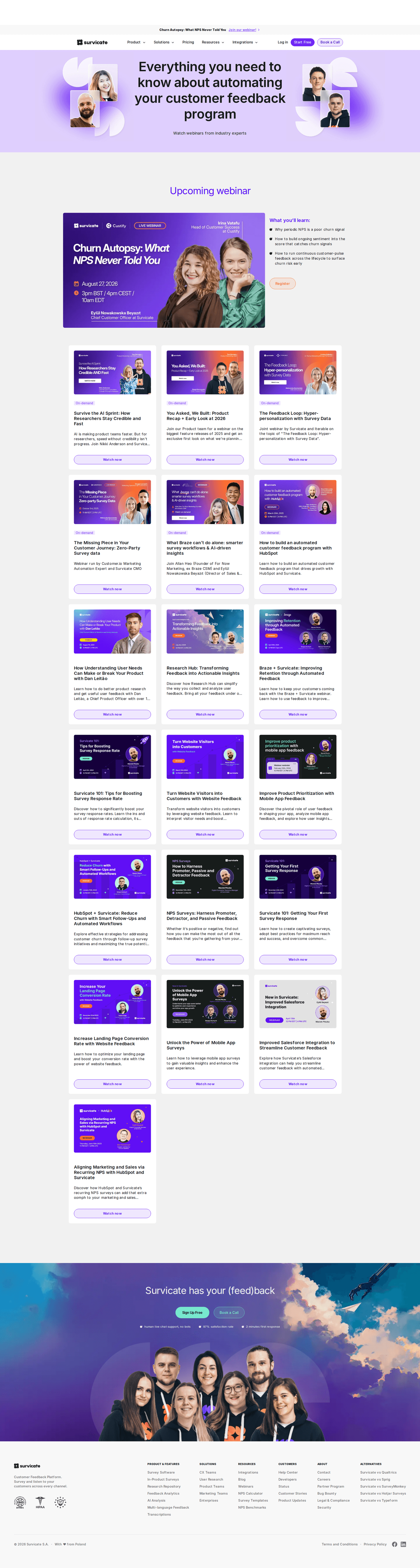Survicate webinar page