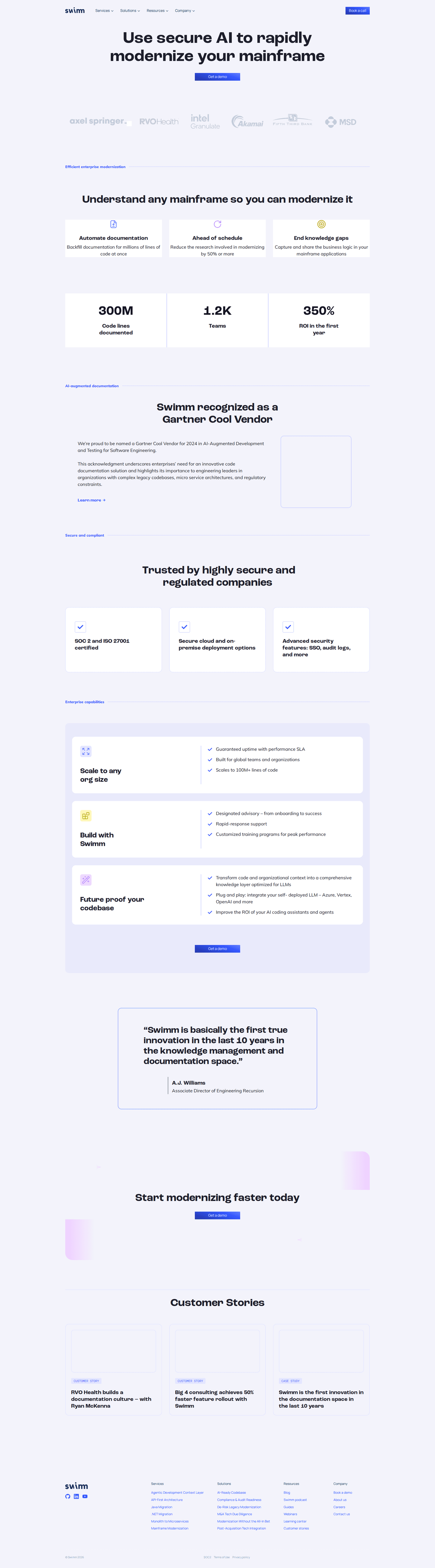 Swimm enterprise page
