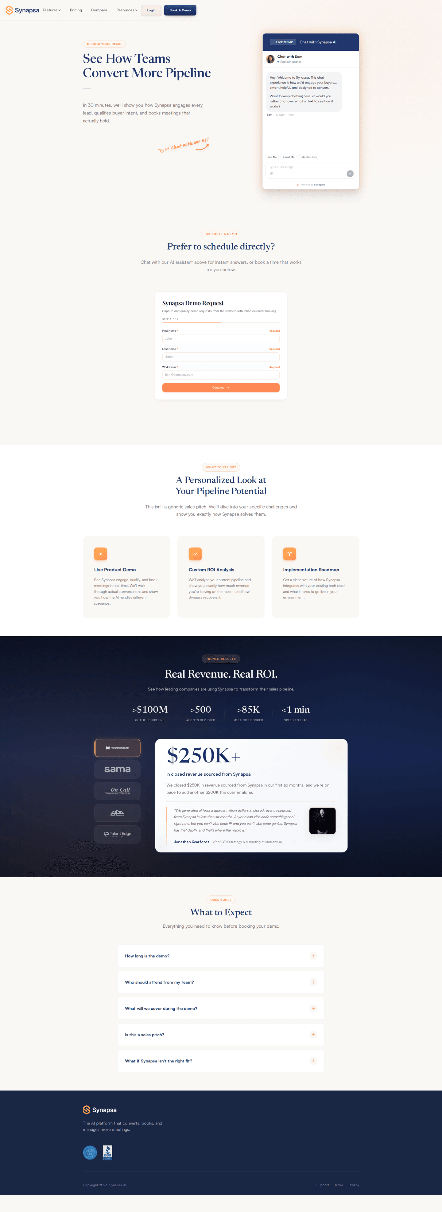 Synapsa contact page