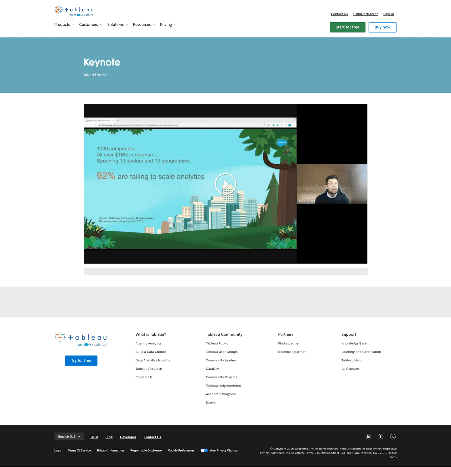 Tableau webinar page