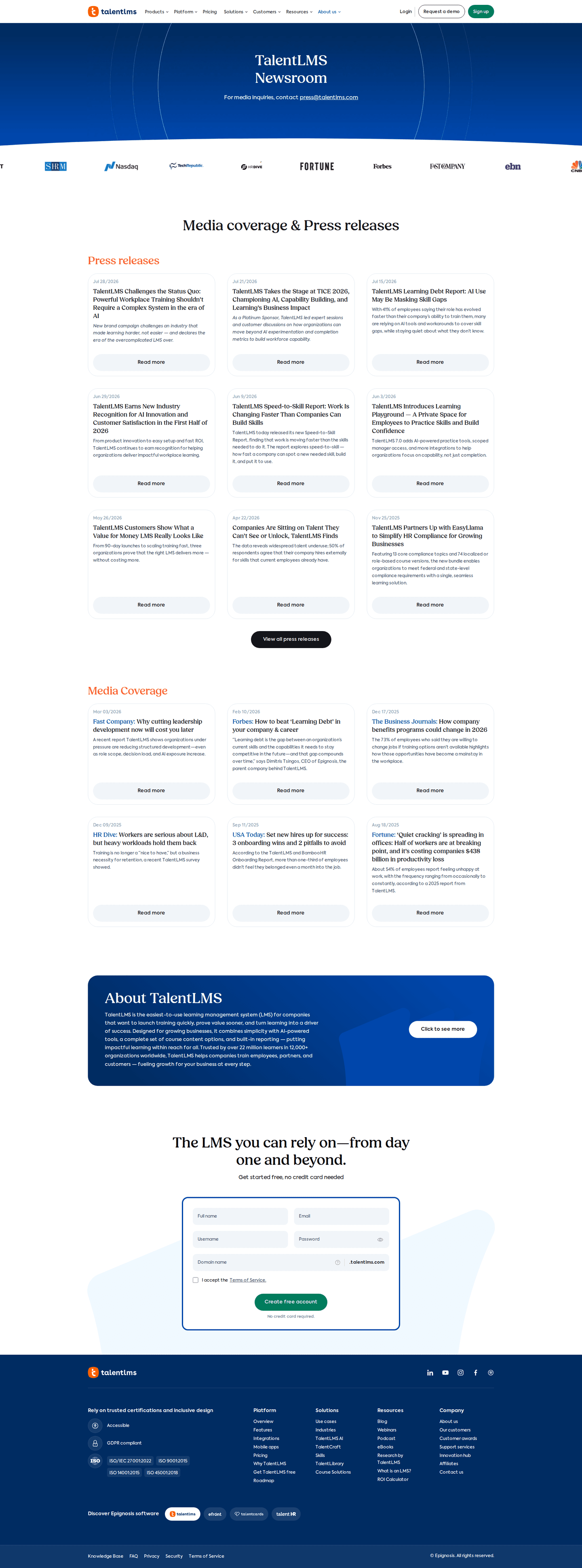 TalentLMS press page
