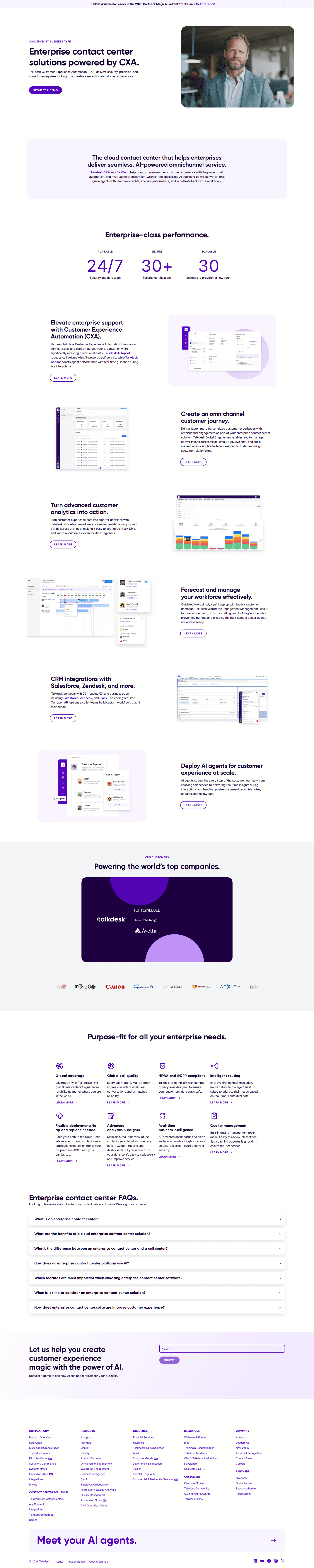 Talkdesk enterprise page
