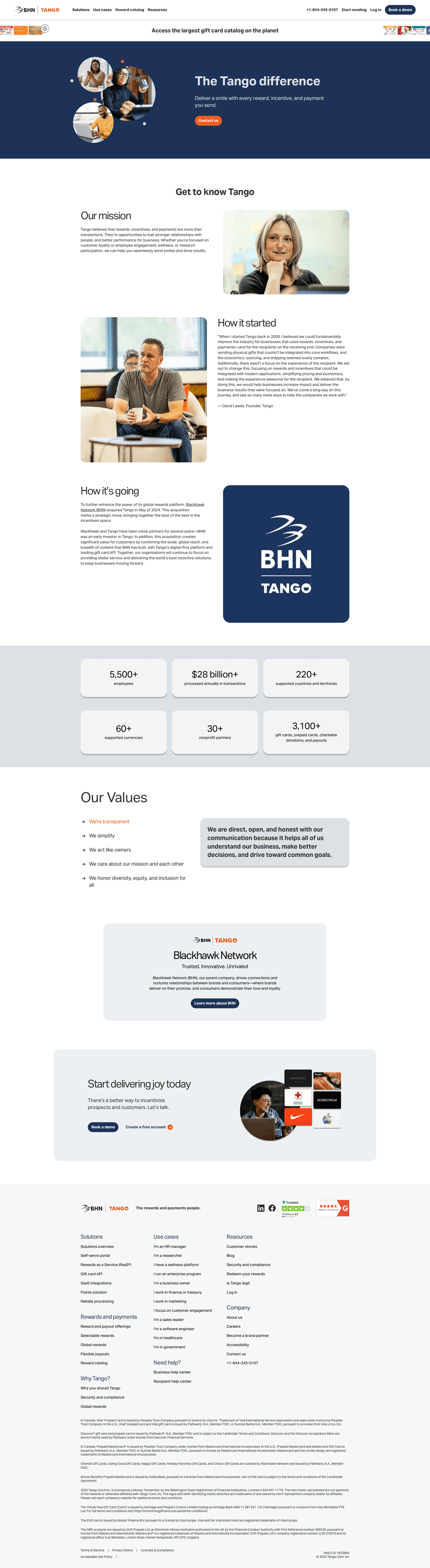 Tango Card about page