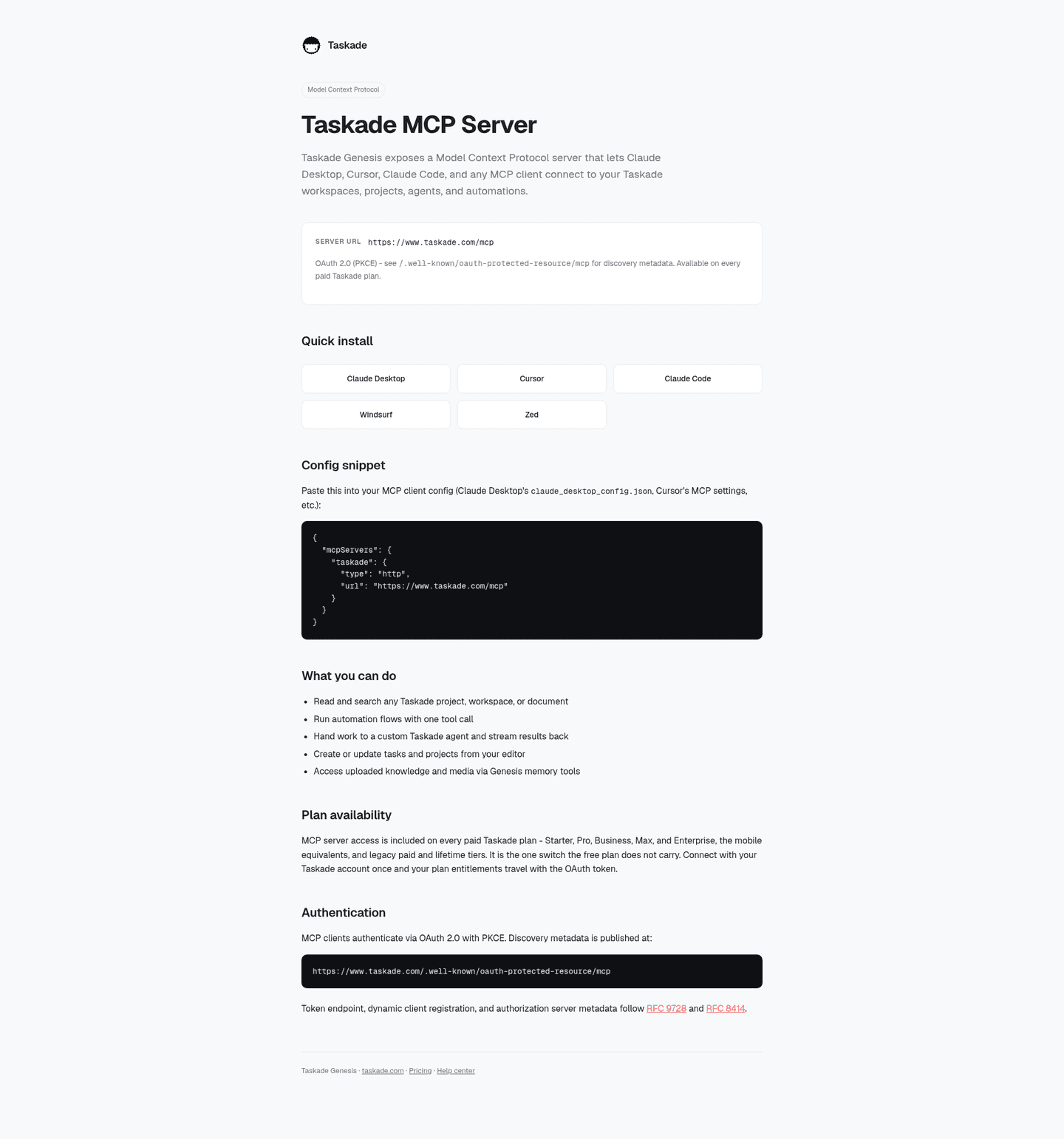 Integration page example